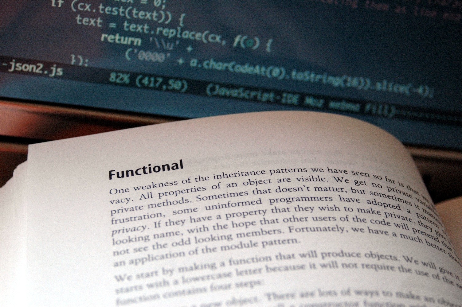 JavaScript is a prototype-based scripting language that is dynamic, weakly typed and has first-class functions.